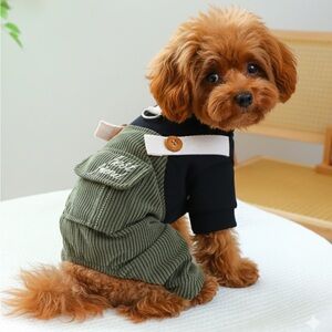 Green Corduroy Small Dog Jacket with a pocket saying Best Friend